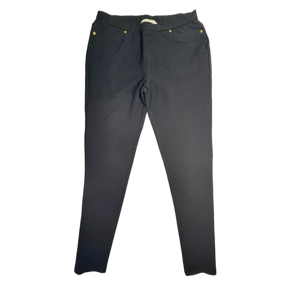 Michael Michael Kors Women's Black Pull-On Skinny Pants Size S‎ Gold Hardware